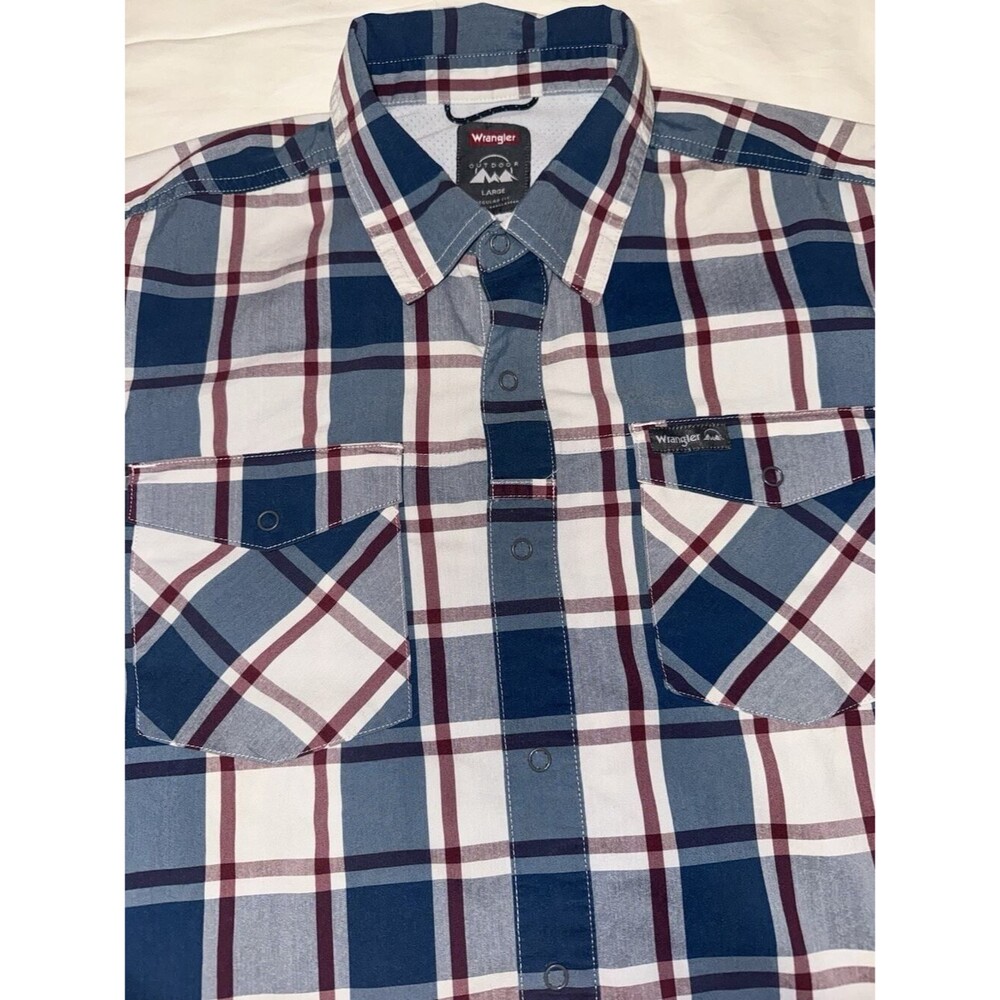 Mens Wrangler Outdoor Long Sleeve W/Snap Buttons & Mesh Venting Size Large